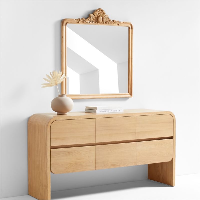 Levon Natural Carved Wood Wall Mirror by Leanne Ford - Image 1
