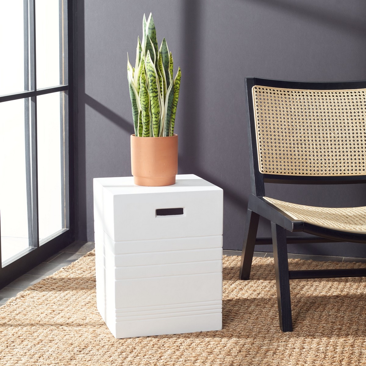 Deidara Concrete Accent Stool - Ivory - Safavieh - Image 1