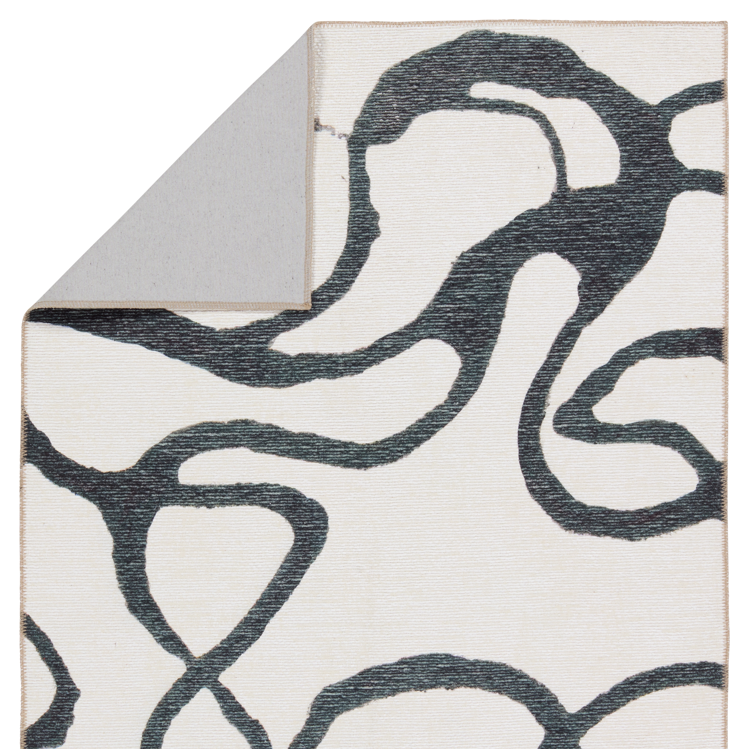 Cosme Powerloomed Indoor Abstract White/ Gray Area Rug (18"X18") - Image 2