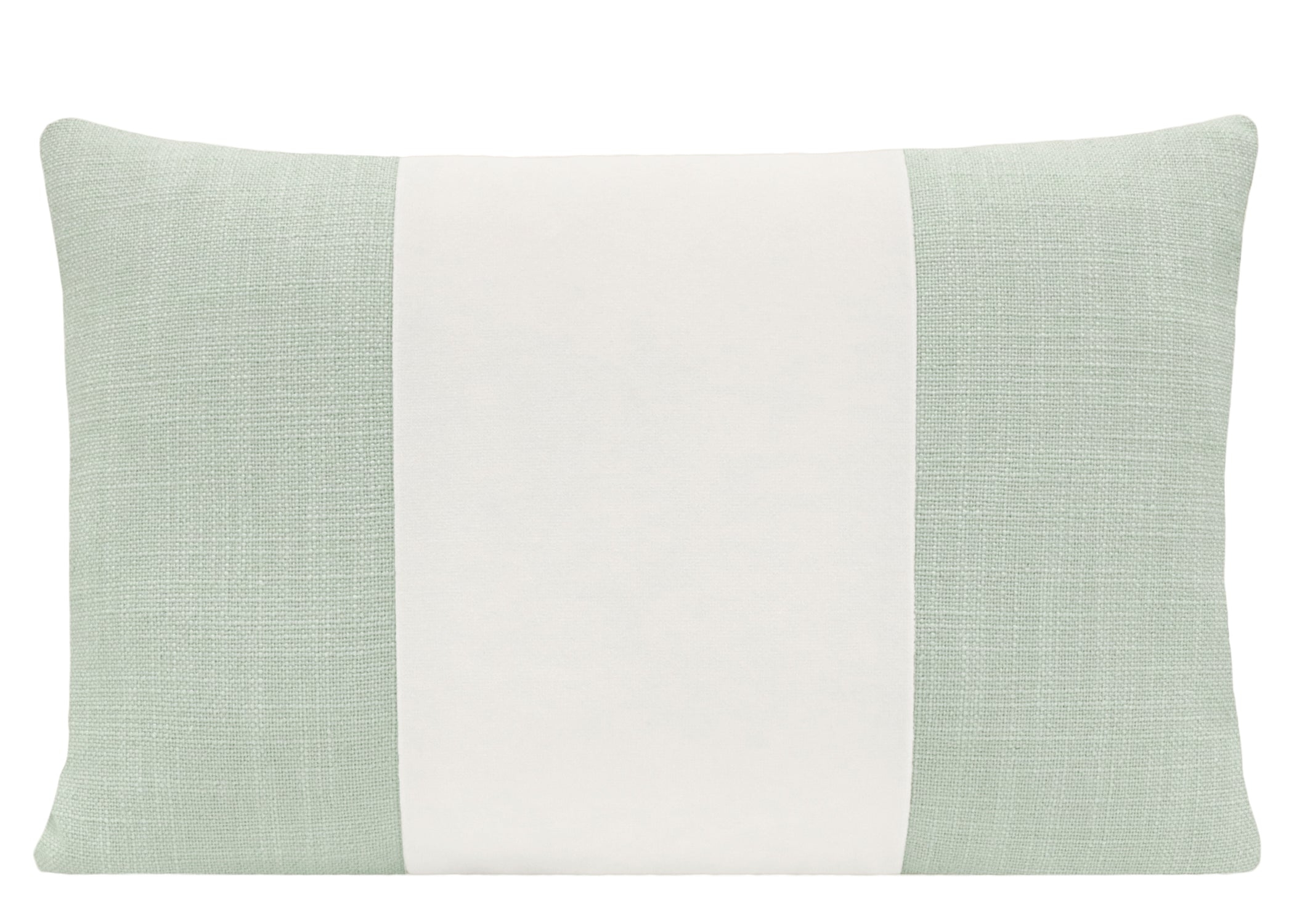 FINAL SALE : PANEL COLORBLOCK :: 12" X 18" SIGNATURE LINEN // SPA BLUE + ALABASTER PANEL PILLOW COVER - LITTLE LUMBAR 12" X 18" - Image 0
