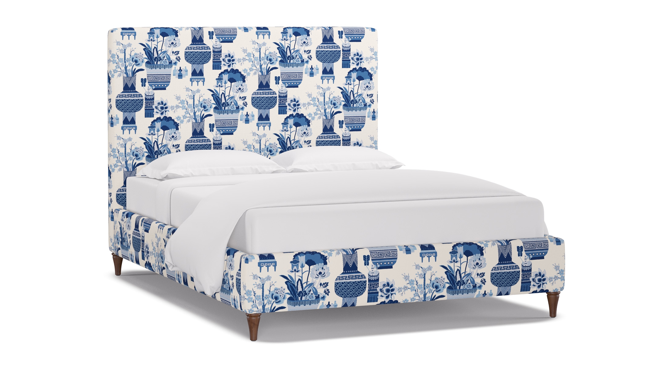 Classic Bed, Delft Kan-Shie, Walnut Decorative Tapered Leg, Queen - Image 1