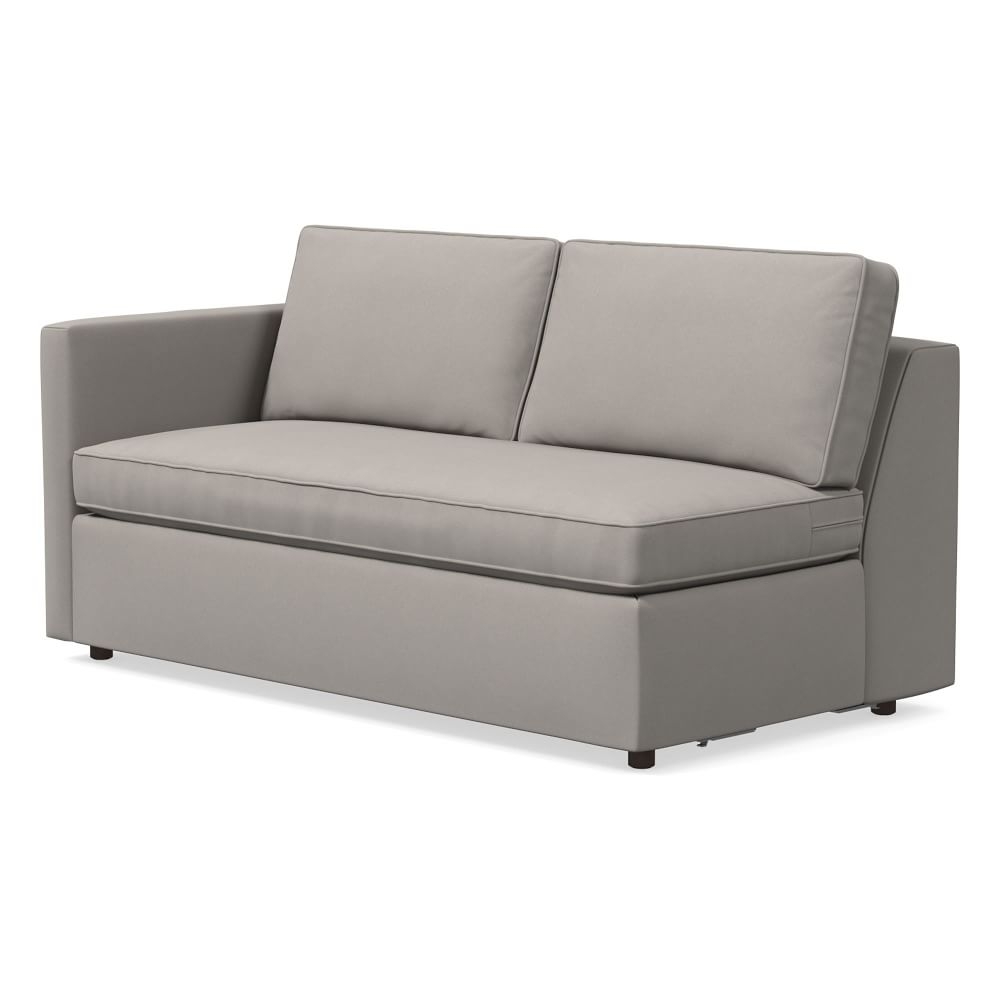 Harris Petite Left Arm 65" Sofa Bench, Poly, Performance Velvet, Silver, Concealed Supports - Image 0