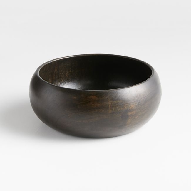 Tondo 8.5" Ebonized Wood Salad Serving Bowl - Image 0