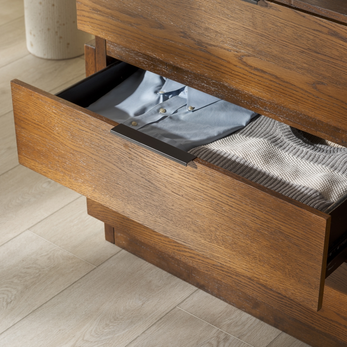 Titus 6 Drawer Stacked Dresser - Medium Oak - Image 2