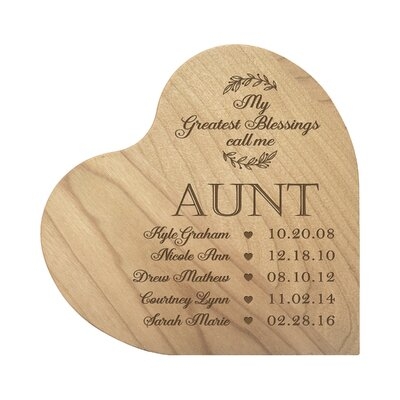 Lifesong Milestones Personalize Solid Wood 5 Heart Décor Best Gift For Aunt - My Greatest Blessings  (Maple)" - Image 0