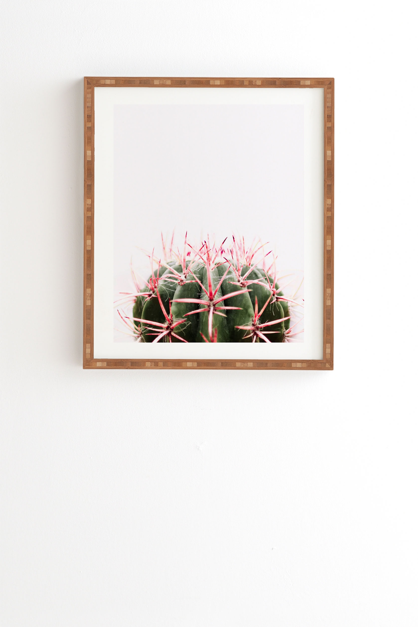 Cactus Red by Ingrid Beddoes - Framed Wall Art Bamboo 11" x 13" - Image 0