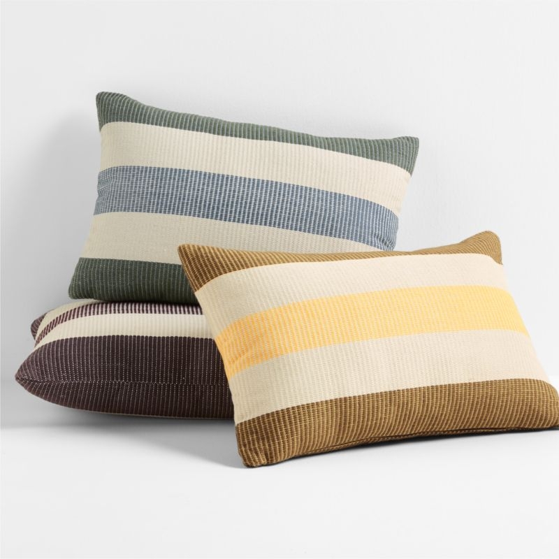Tonal Textured Stripes 22x15 Chestnut Red Indoor/Outdoor Throw Pillow - Image 2