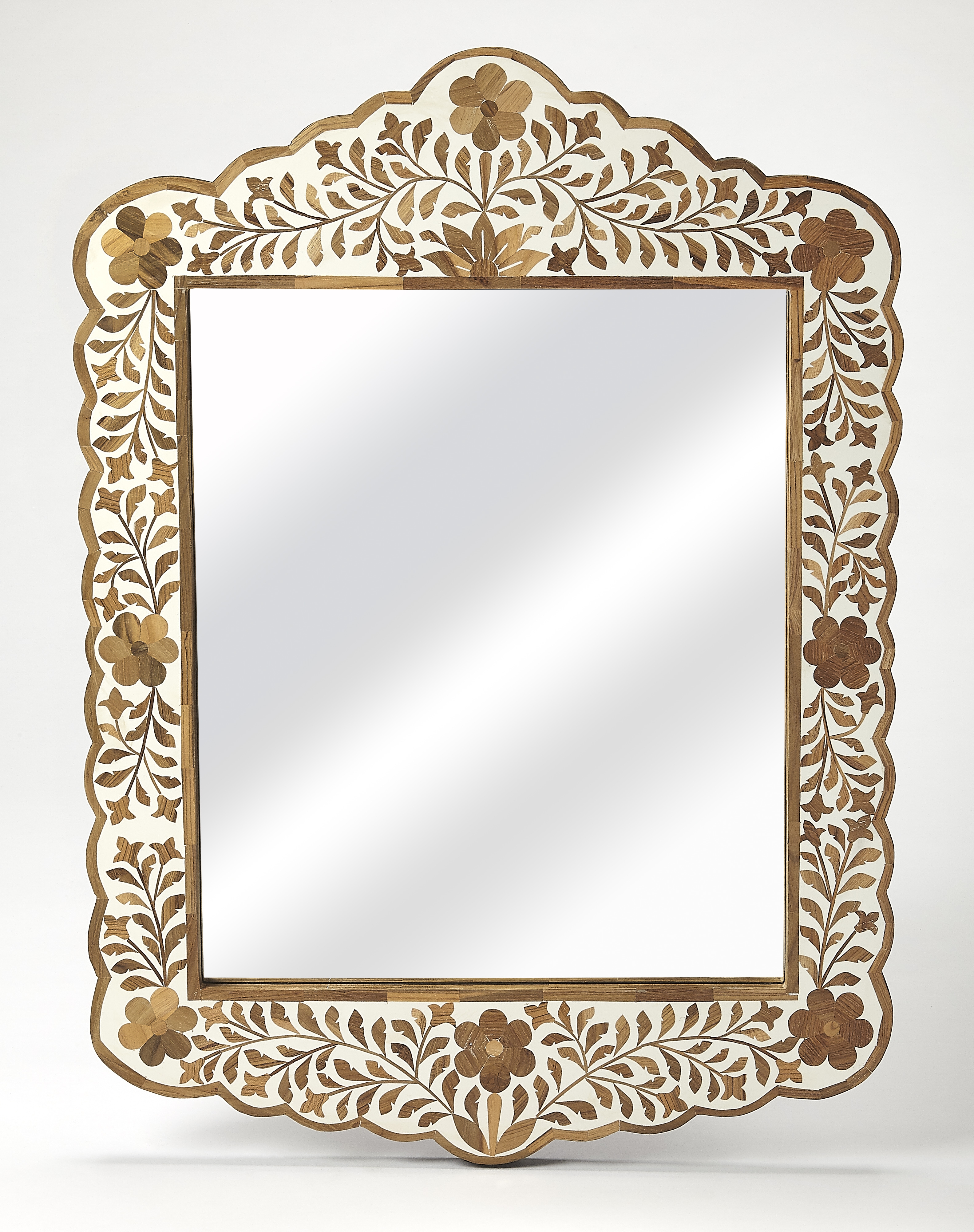 Vivienne Wood & Bone Inlay Wall Mirror - Image 0