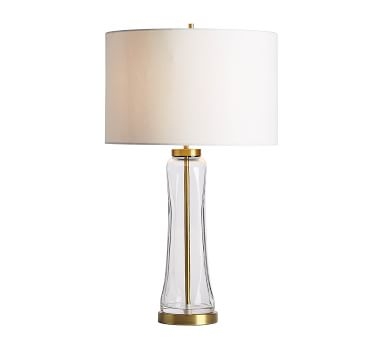 Berkeley USB Table Lamp, 25", Antique Brass/Clear Glass With Medium Gallery SS Shade, White - Image 5