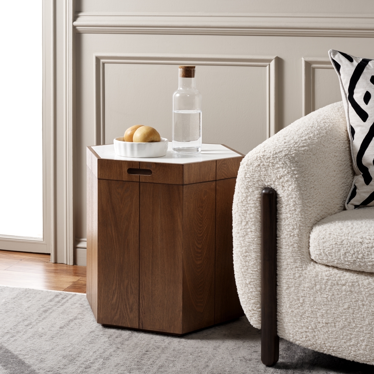 Rafaela Hexagon Accent Table - Natural Brown / White - Safavieh - Image 1