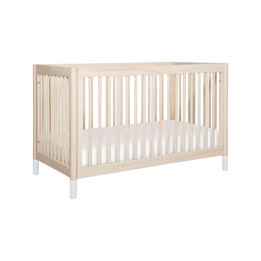 Gelato 4-in-1 Convertible Crib with Toddler Bed Conversion Kit, Washed Natural/White, WE Kids - Image 0