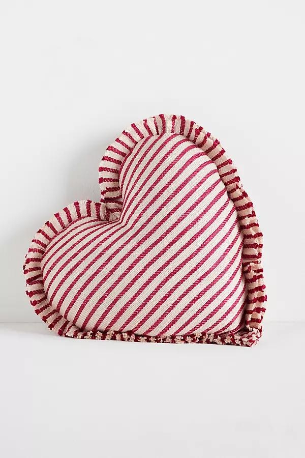 Luxe Linen Blend Stripe Heart Pillow - Image 0
