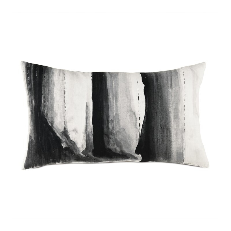 Eastern Accents Brax Hand Painted Lumbar Pillow Color: White/Black - Image 0