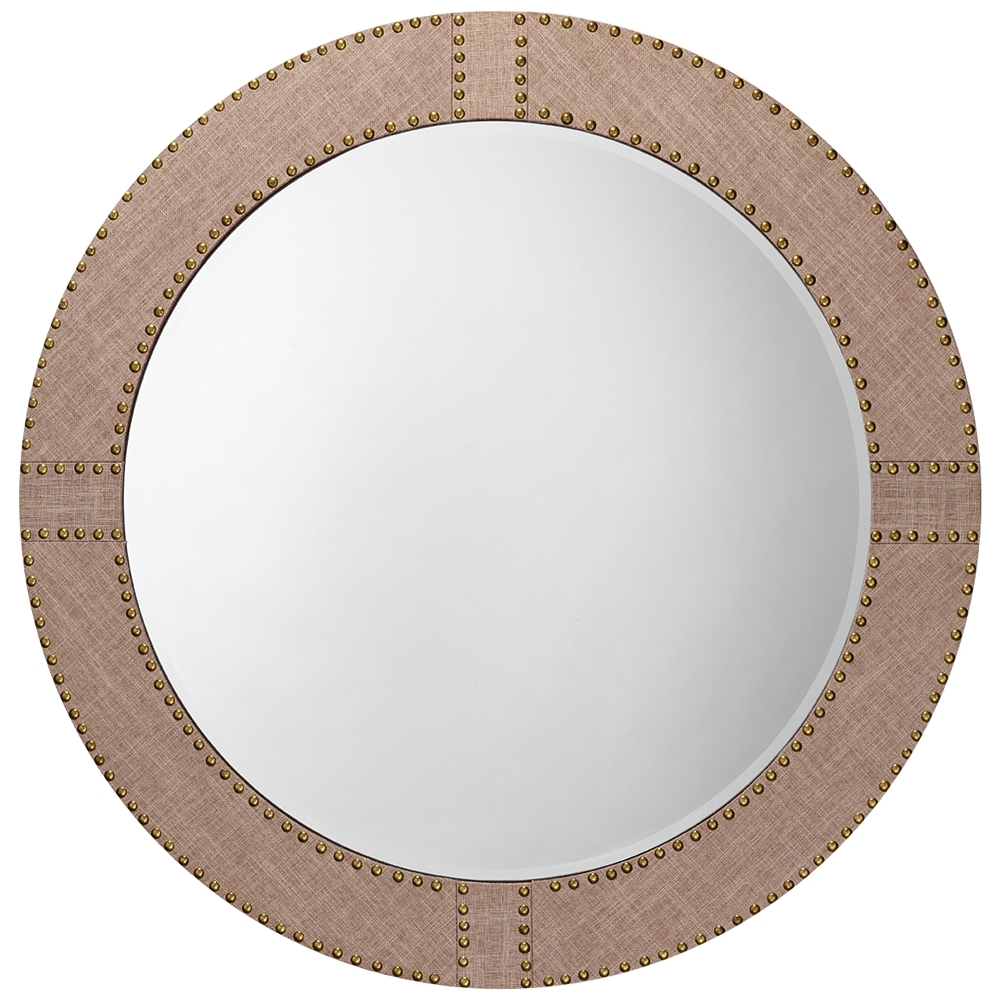 Jamie Young Cait Natural Linen 36" Round Wall Mirror - Style # 77E88 - Image 0