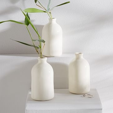 Honeycomb Studio Bud Vase, White + Gold, Set of 3 - Image 2
