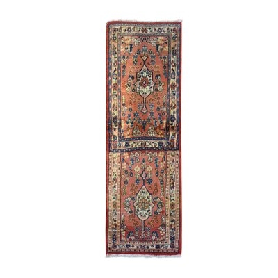 2'4"X6'9" Vintage Persian Mahal Rug On Rug Design Peach Pure Wool Hand Knotted Wide Runner Oriental Rug BA2182FDE4D54635BDDA1699A7DBFD10 - Image 0