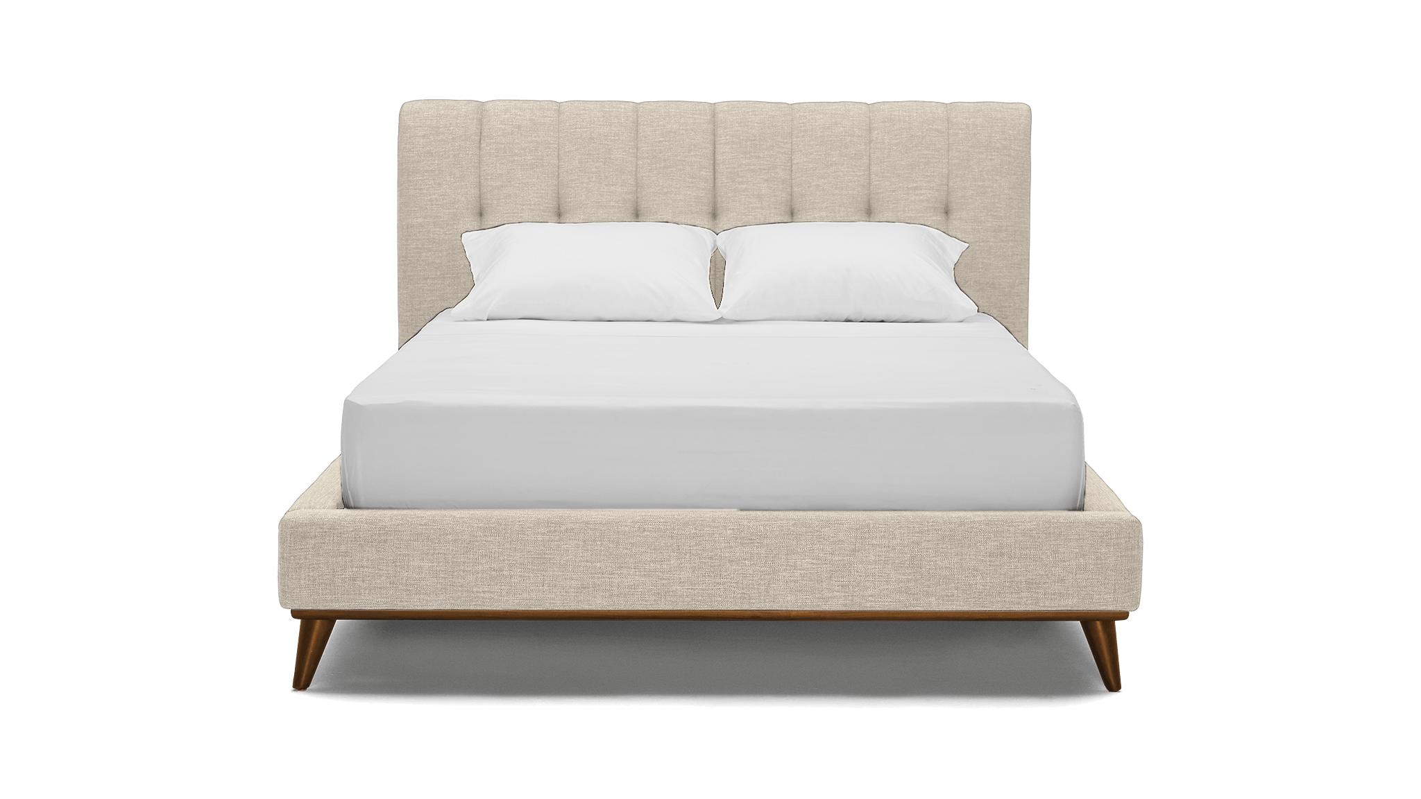 Beige/White Hughes Mid Century Modern Bed - Cody Sandstone - Mocha - Eastern King - Image 0