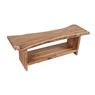 Storage Bench With Open Shelf And Live Edge, Natural - Image 0