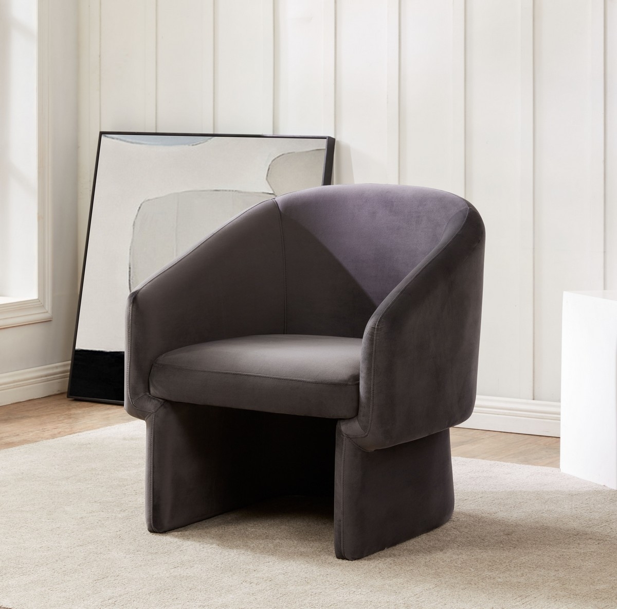 Susie Barrel Back Accent Chair - Dark Grey - Image 1