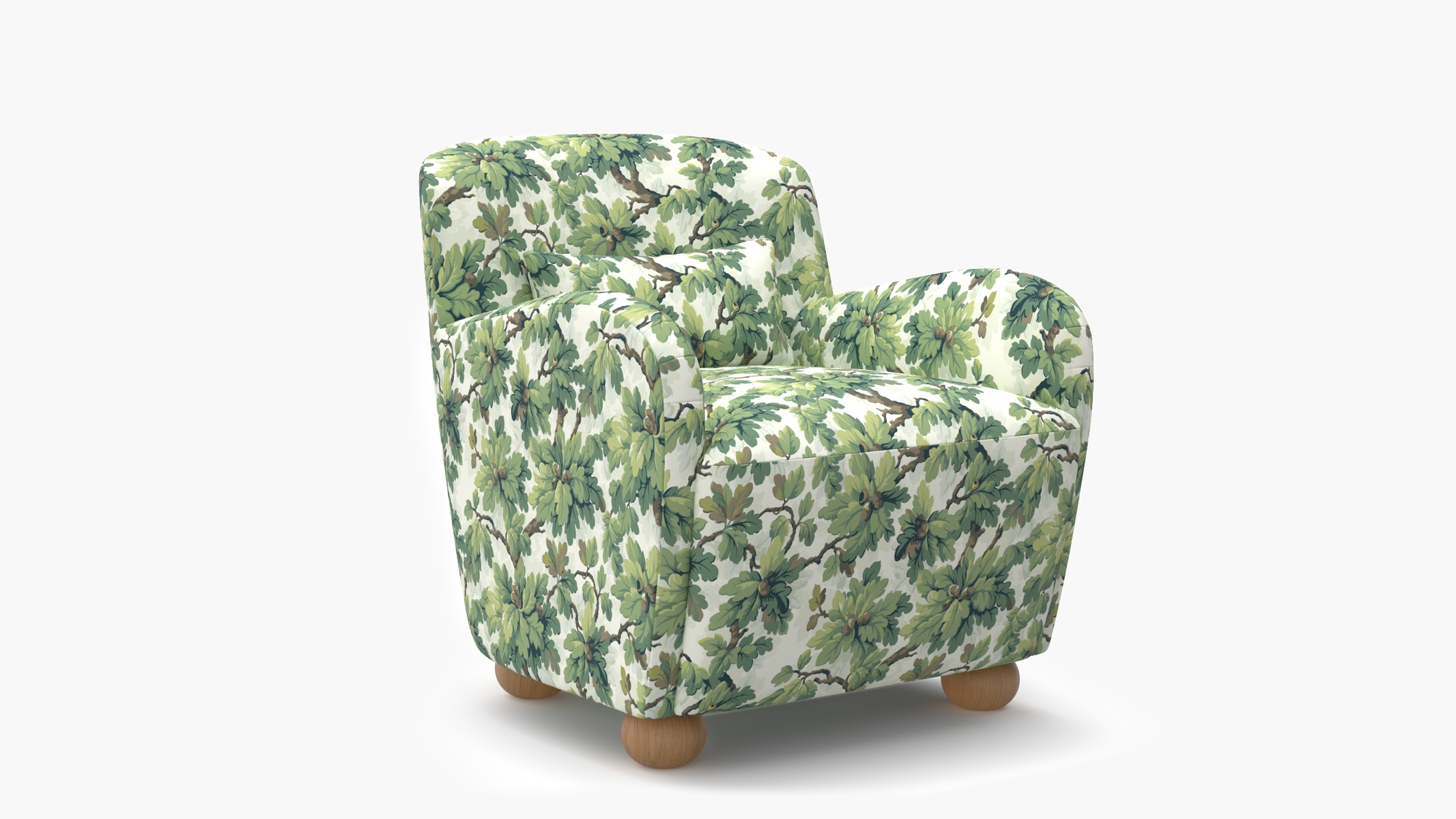 Club Chair, Vert Woodland, Natural Bun Foot - Image 1