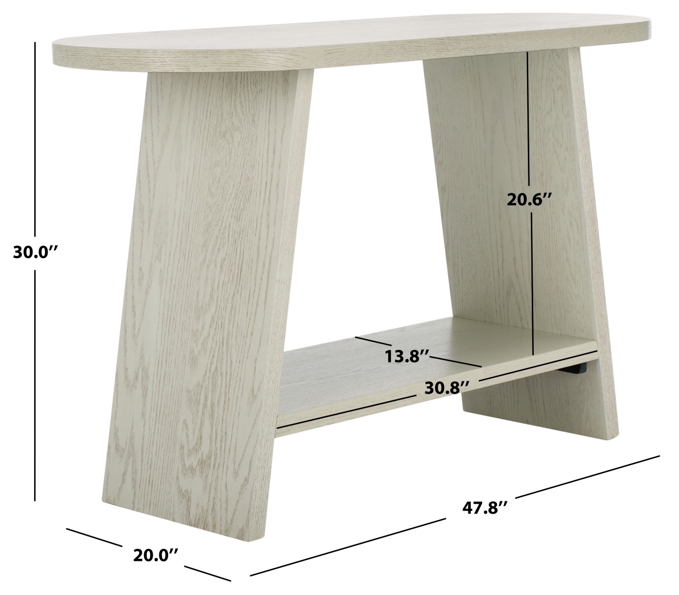 Julianna Wood Console Table - White Washed - Image 5