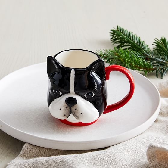 Sarah Campbell Dog and Cat Mugs, Black and White Frenchie, Each - Image 0