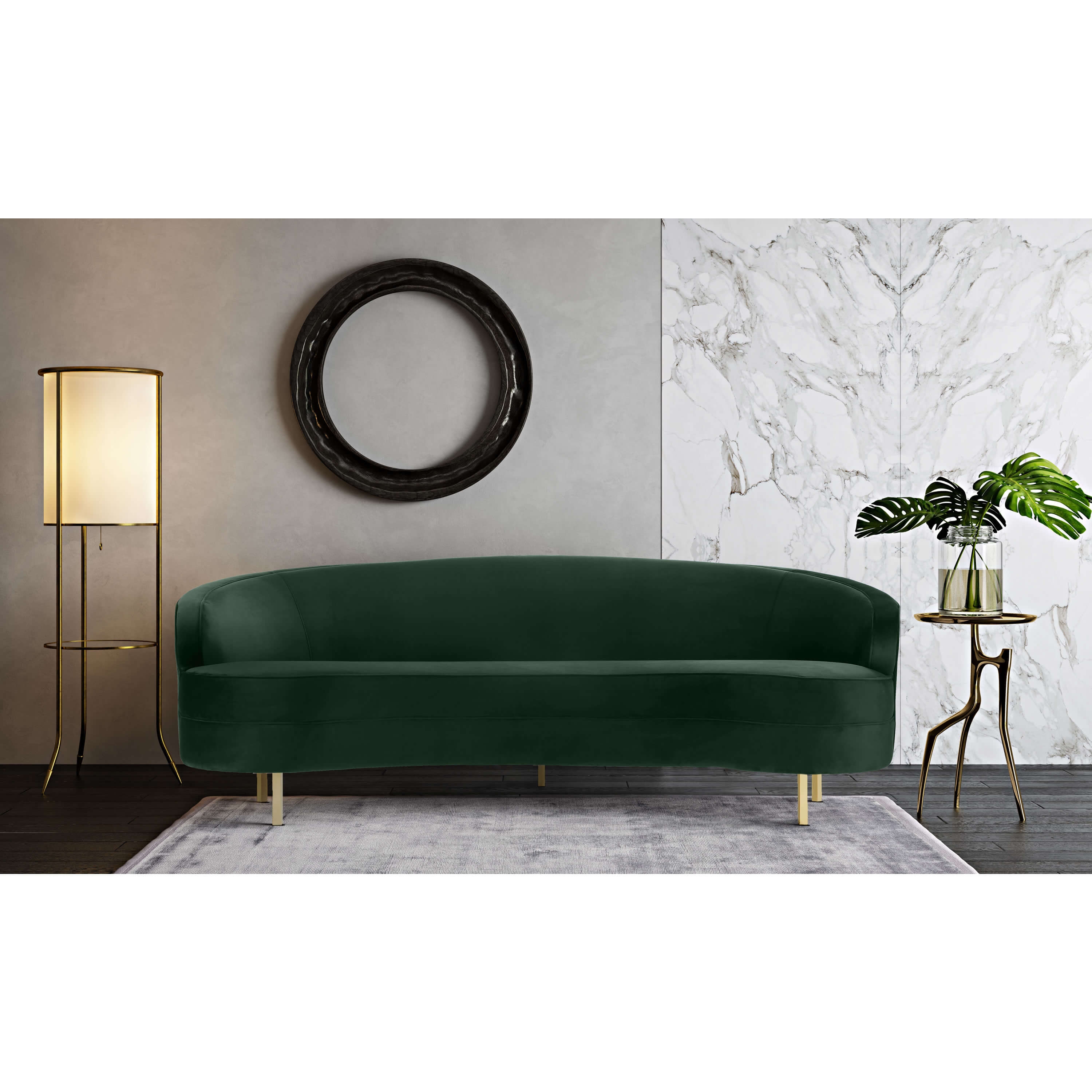 Baila Forest Green Velvet Sofa - Image 4