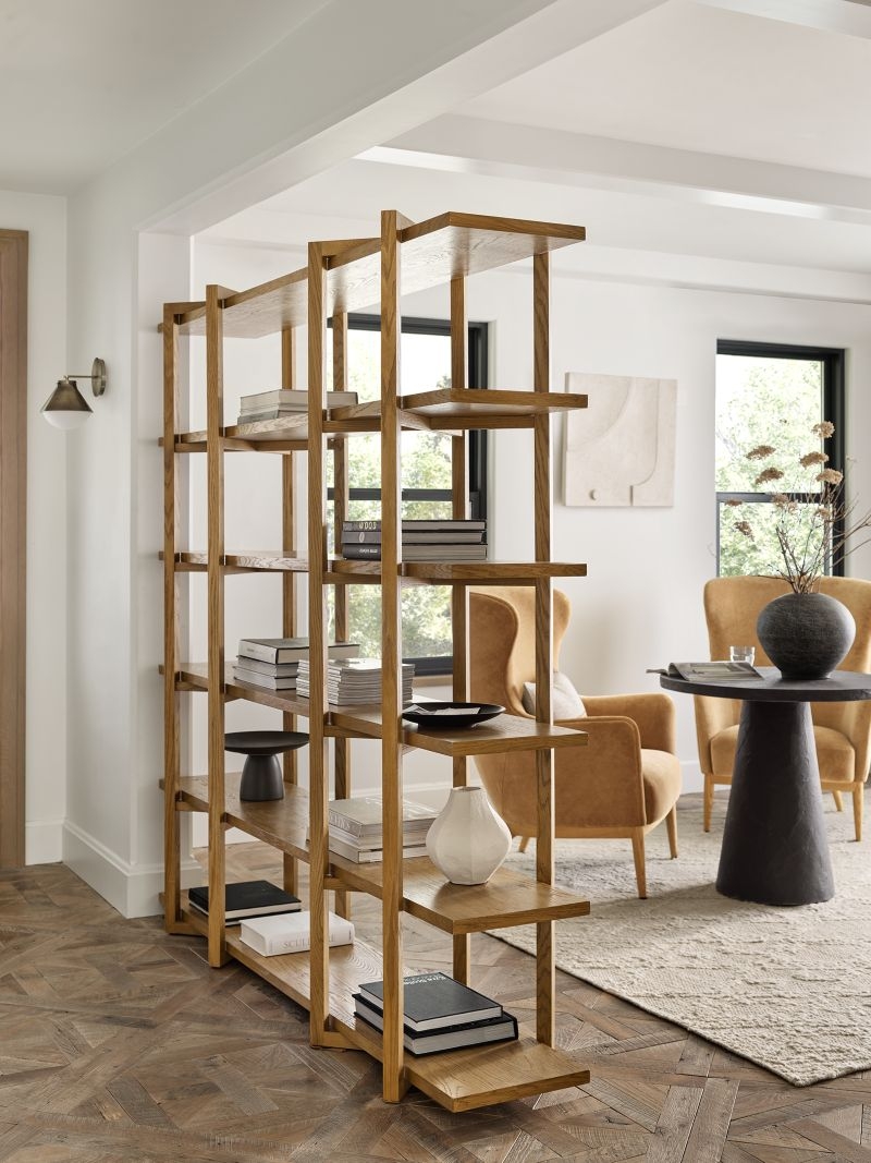 Thomas Barley Oak Wood Wide Open Bookcase/Room Divider - Image 1