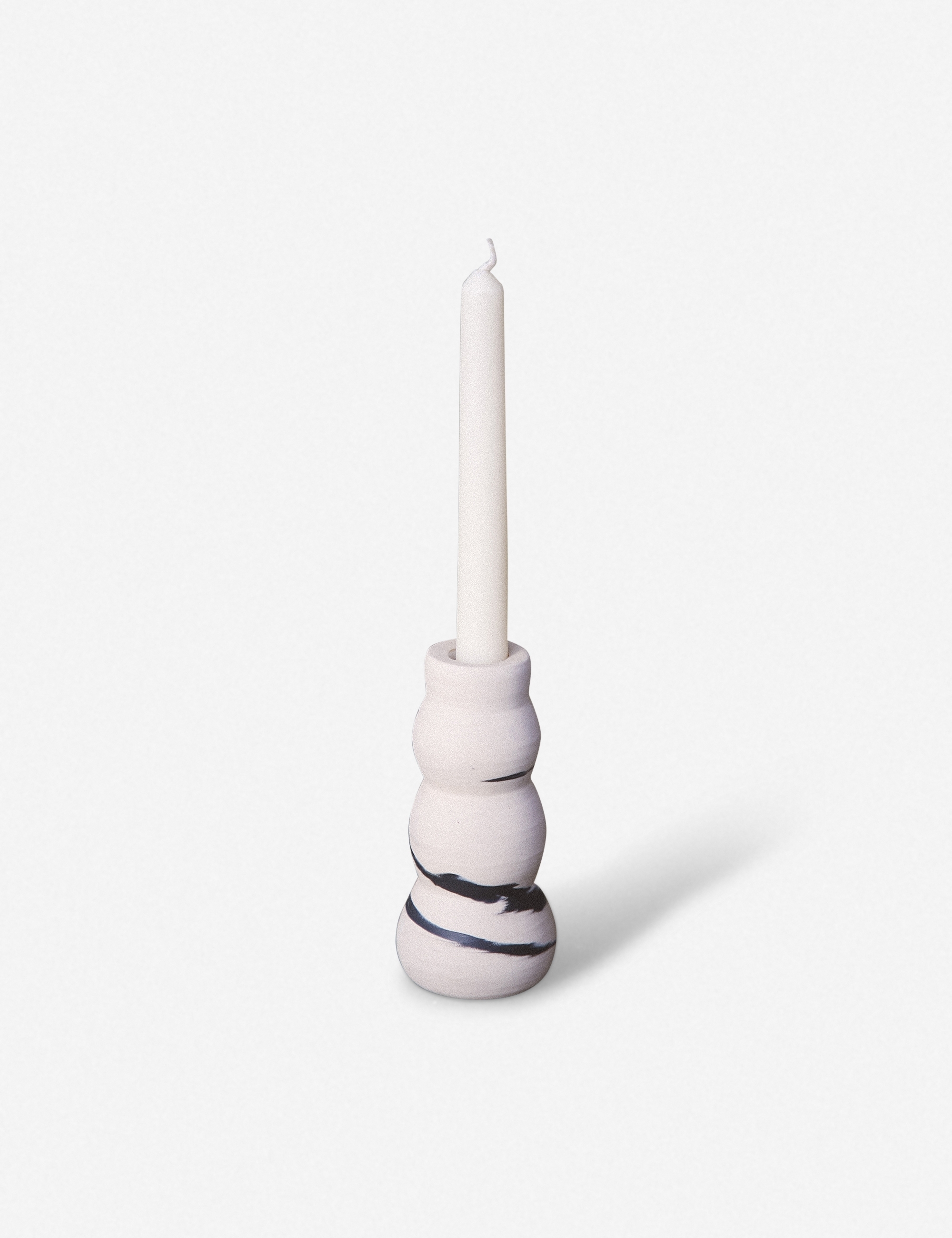 Salamat Ceramics Candle Holder, White and Onyx - Image 0