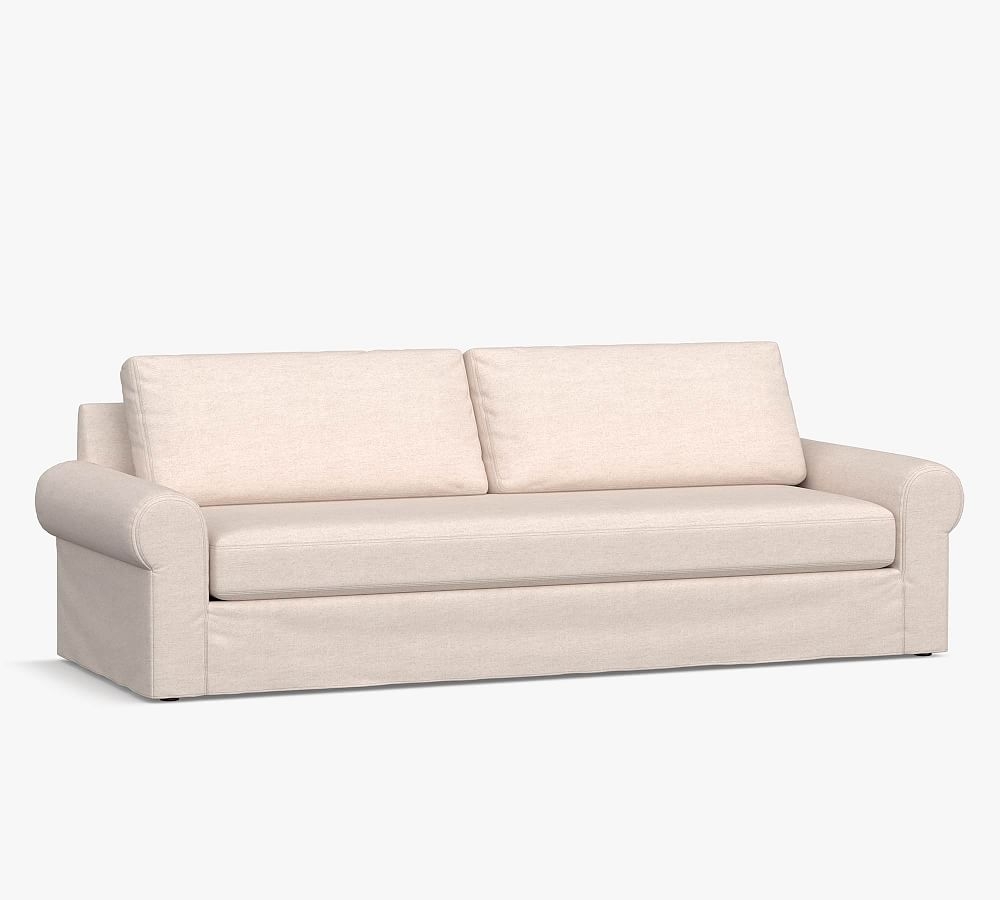 Big Sur Roll Arm Upholstered Grand Sofa 2X1, Down Blend Wrapped Cushions, Park Weave Ivory - Image 0