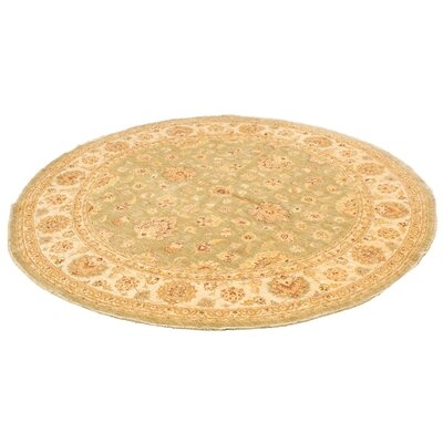 One-of-a-Kind Aelani Hand-Knotted 2010s Chobi Light Green 9'11" Round Wool Area Rug - Image 0