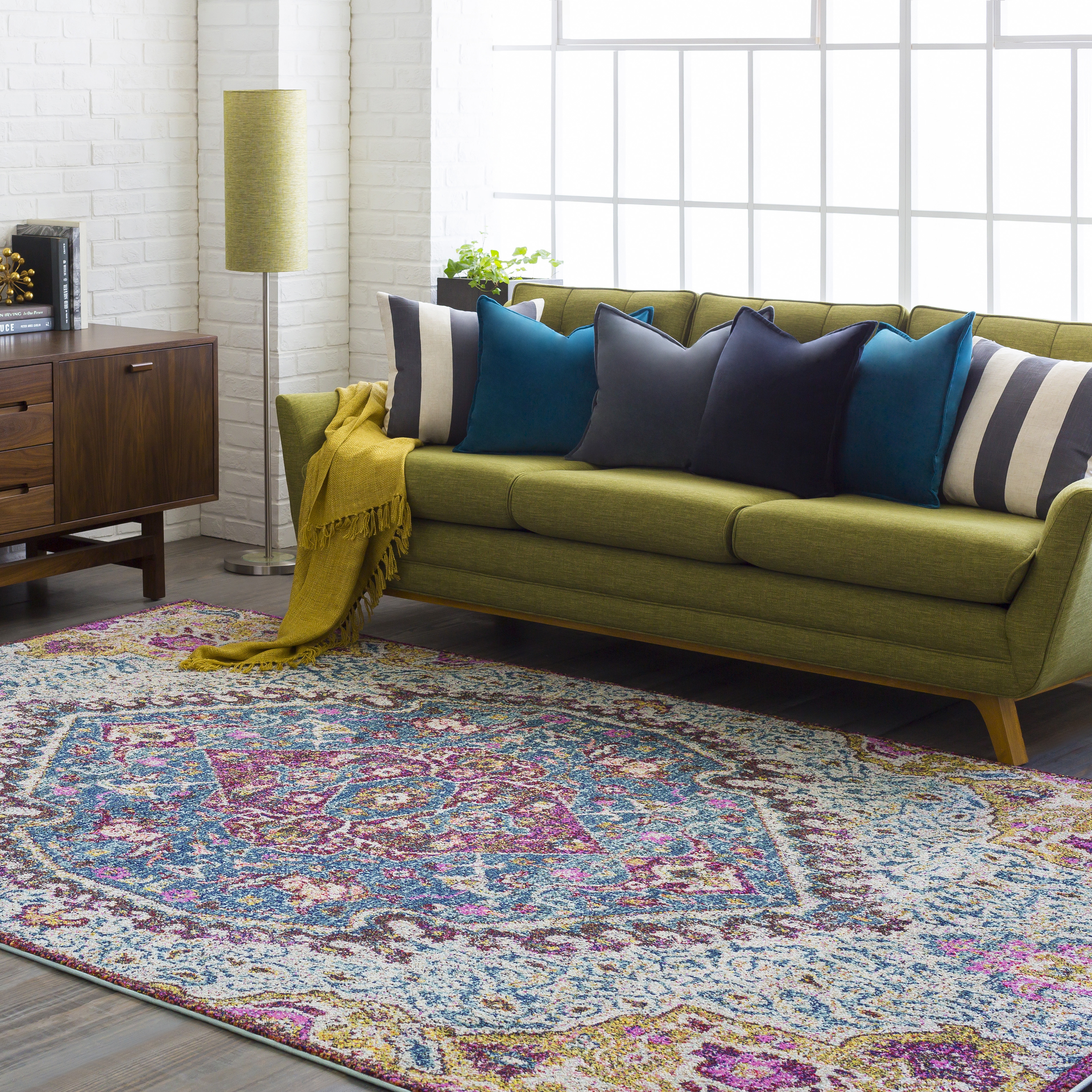 Anika Blue Indoor 5'3" x 7'3" Machine Woven Rug - Image 1