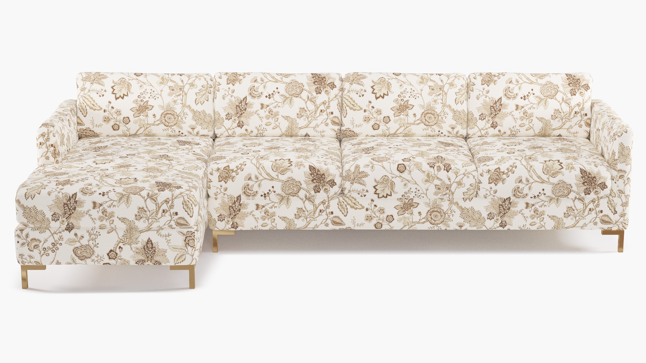 Modern Sectional, Left Facing, Tawny La Vendee, Brass L Leg - Image 0