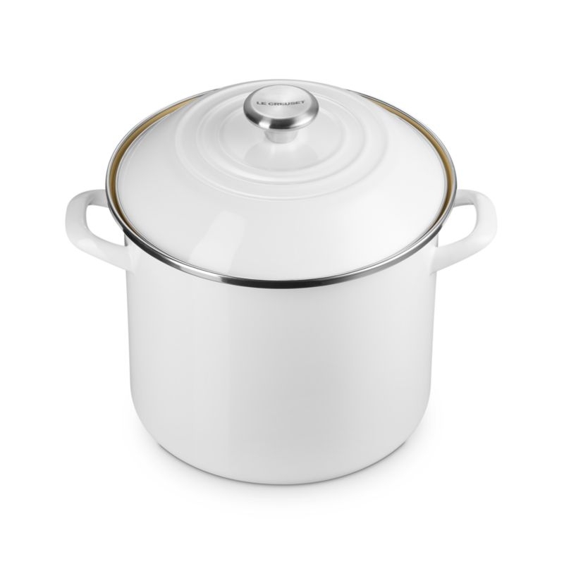 Le Creuset ® 10-Qt. White Enameled Stockpot with Stainless Steel Knob - Image 4