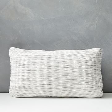 Outdoor Striated Pillow, 12"x21", Cloudburst Gray - Image 0