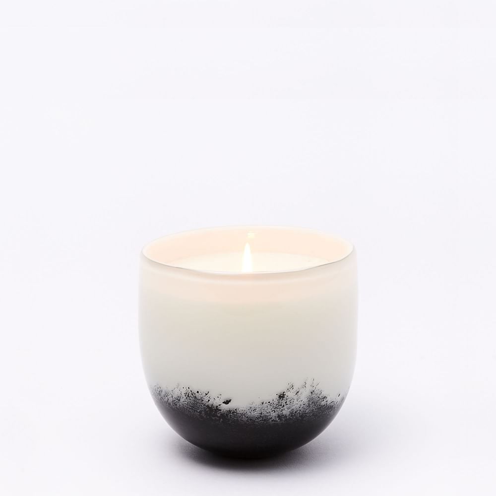 Black + White Speckled Glass Candle, Small - Image 0