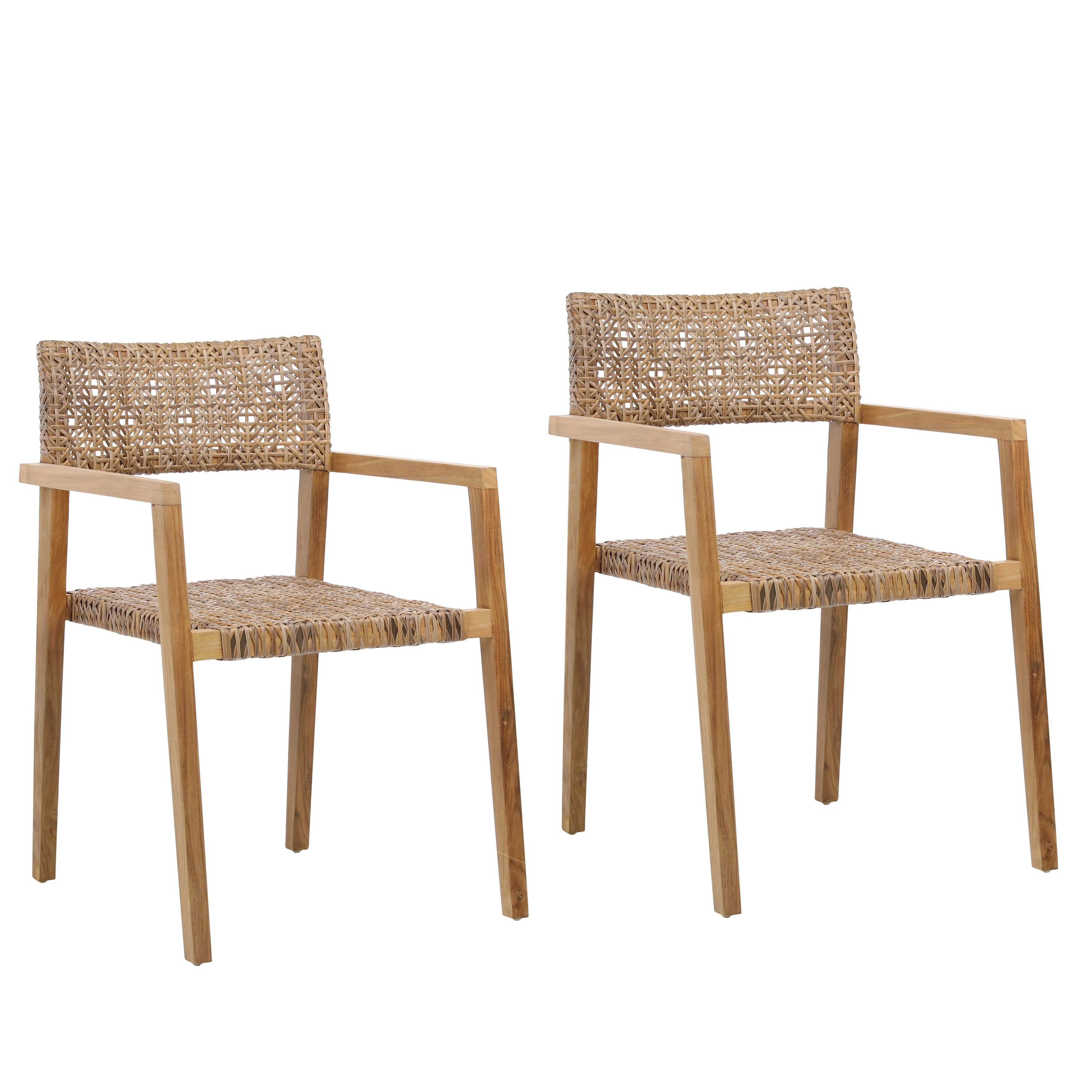 Chairs  Deeta Outdoor Dining Chair Set of 2 Brown - Image 0