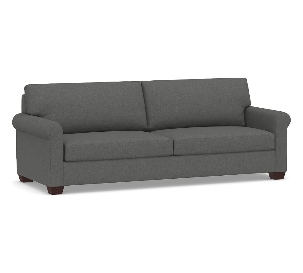 York Roll Arm Upholstered Grand Sofa 3-Seater, Down Blend Wrapped Cushions, Park Weave Charcoal - Image 0