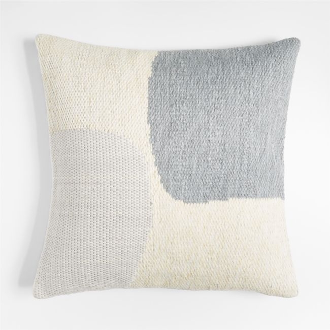 Corby 23" Geometric Mist Blue Kilim Pillow with Down-Alternative Insert - Image 0