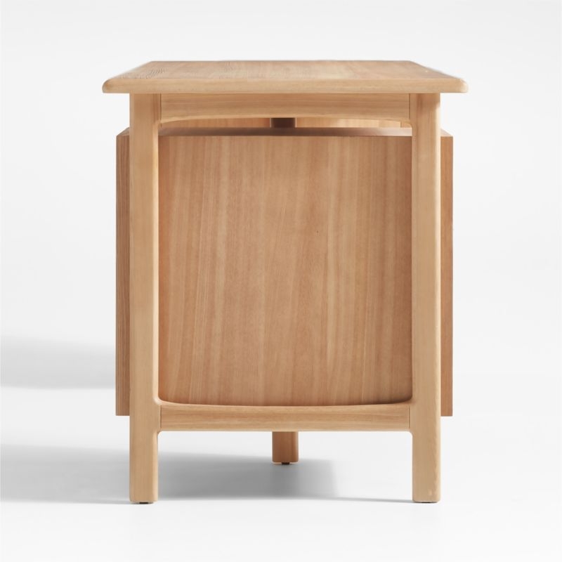 Elias 66" Natural Elm Wood Desk with File Cabinet - Image 4