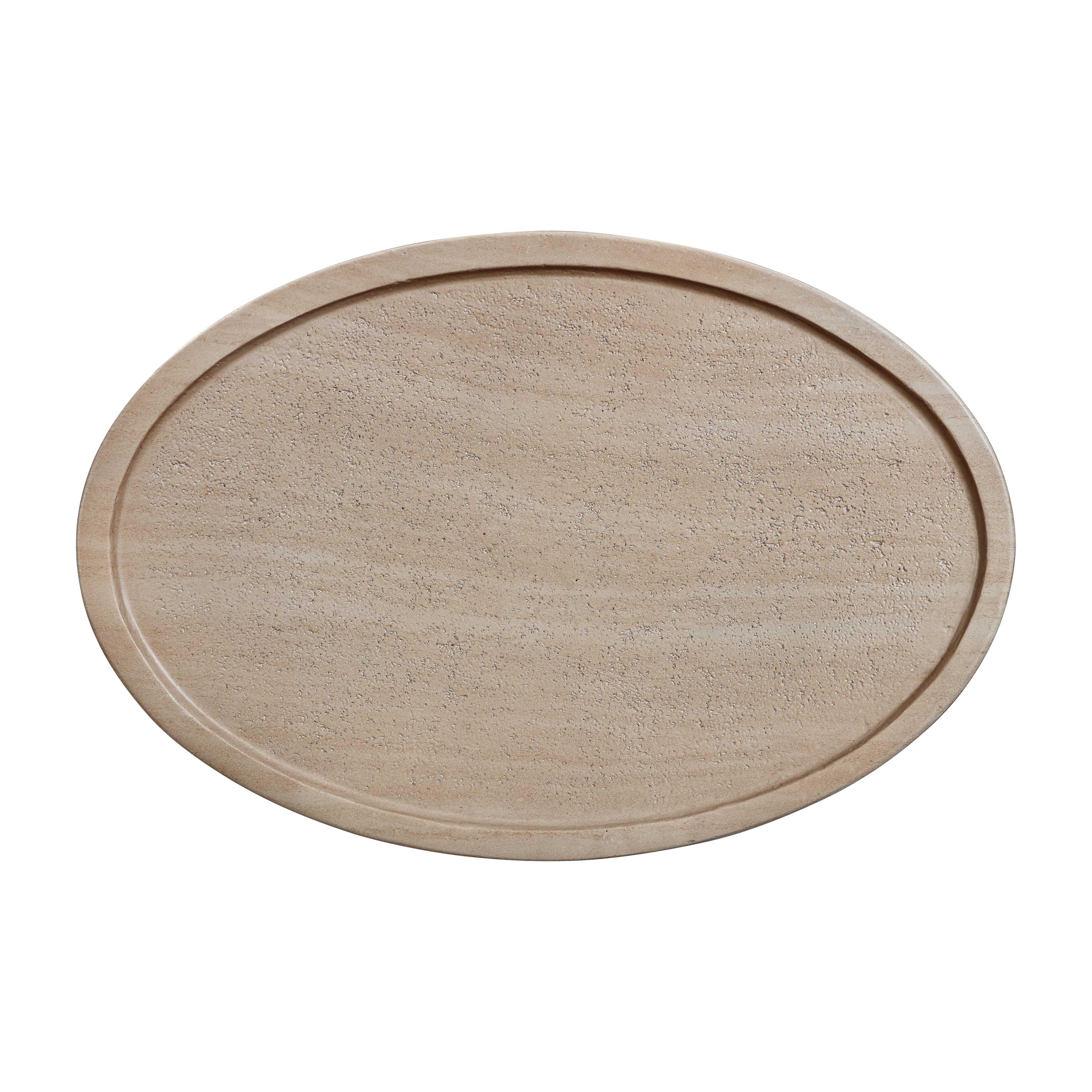 Eclipse Textured Faux Travertine Indoor / Outdoor Side Table - Image 4