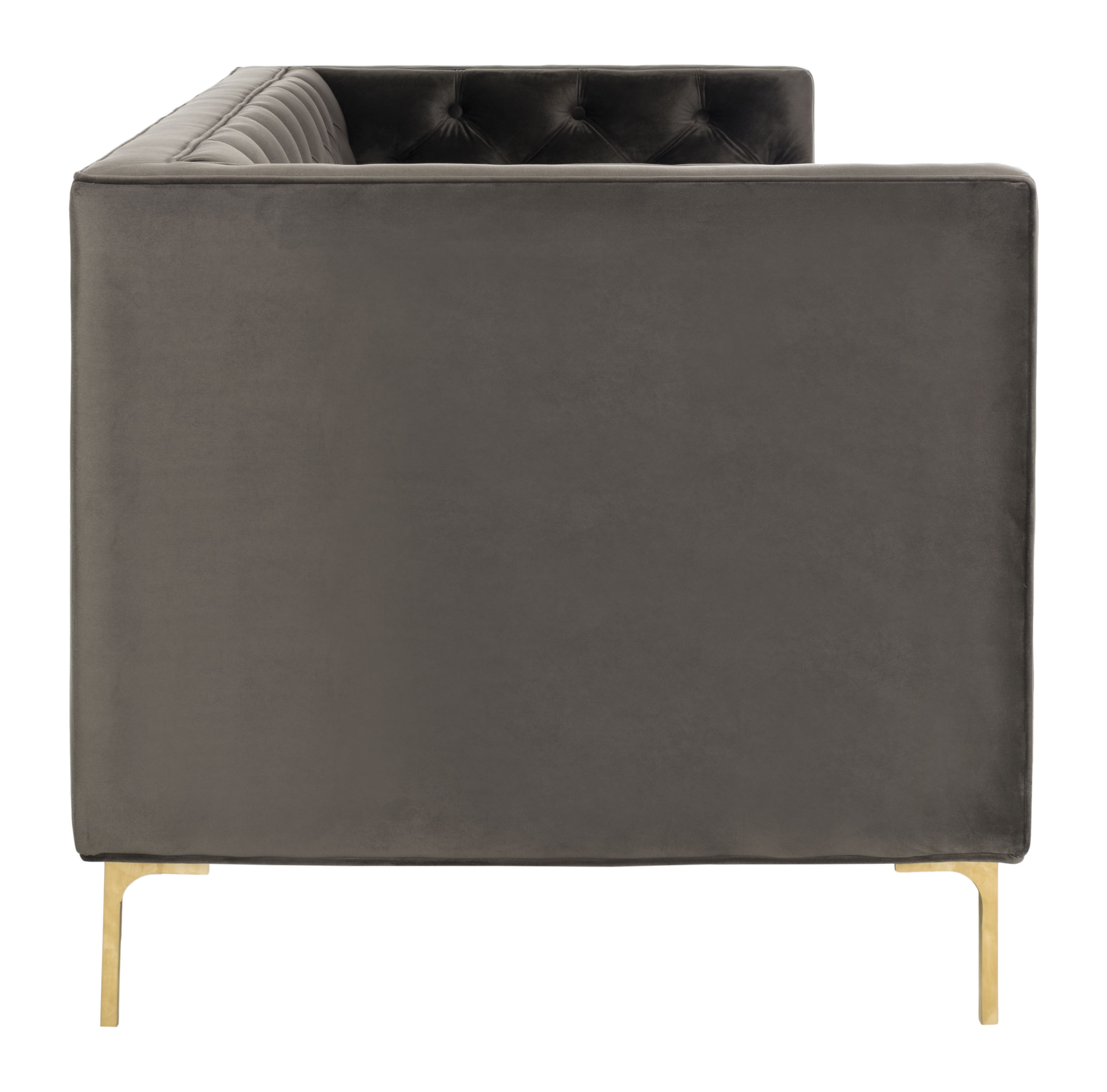 Vydia Velvet Tufted Sofa - Dark Mink - Safavieh - Image 3