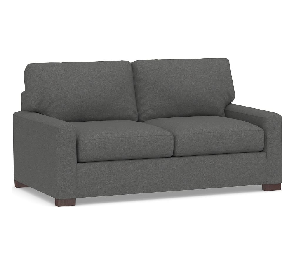 Turner Square Arm Upholstered Loveseat 72", Down Blend Wrapped Cushions, Park Weave Charcoal - Image 0