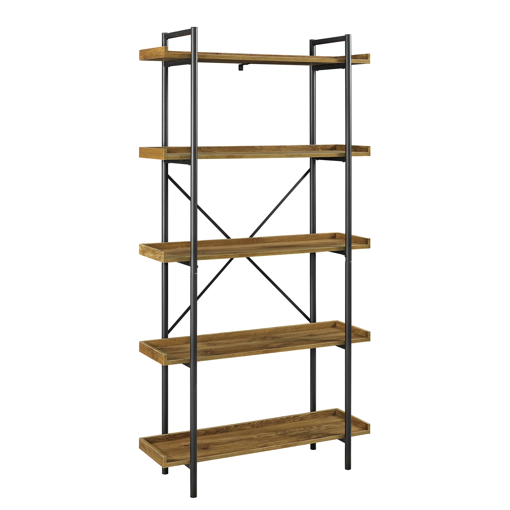Urban Pipe 68" Rustic Industrial 5 Shelf Wood Bookshelf - Barnwood - Image 1