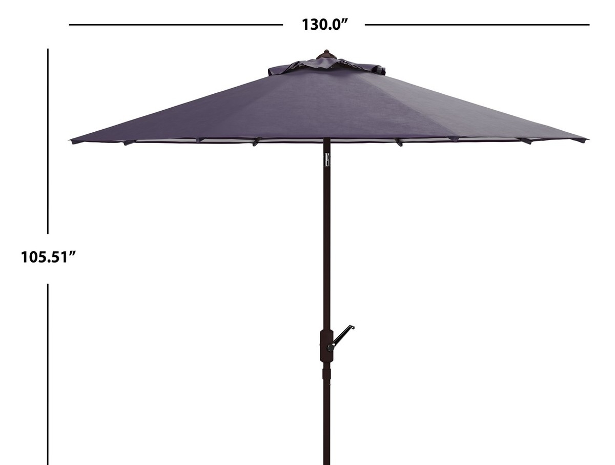 Athens 11Ft Crank Umbrella - Navy/White - Safavieh - Image 4