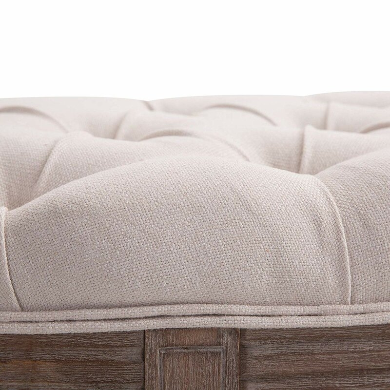 Alida Tufted Half Circle Upholstered Bench, Beige - Image 3