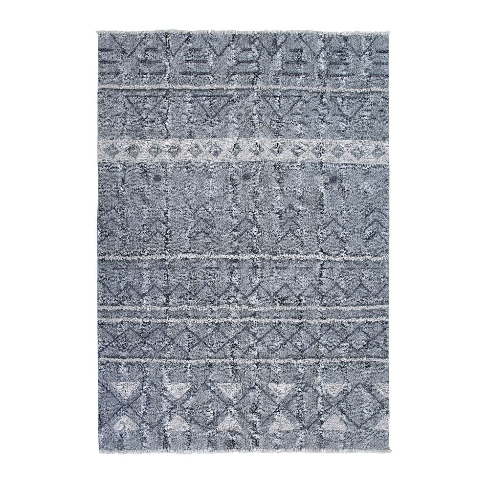 Lakota Wool Washable Tufted Rug, 4.5x6.5, Blue - Image 0