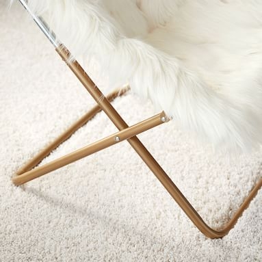 Himalayan Faux-Fur Square Hang-A-Round Chair, Ivory/White - Image 2