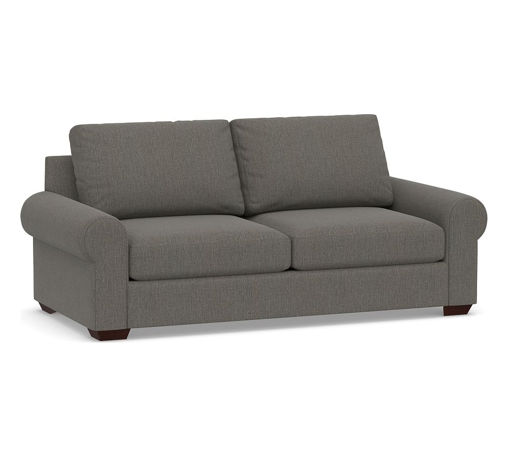 Big Sur Roll Arm Upholstered Sofa 84", Down Blend Wrapped Cushions, Chenille Basketweave Charcoal - Image 0