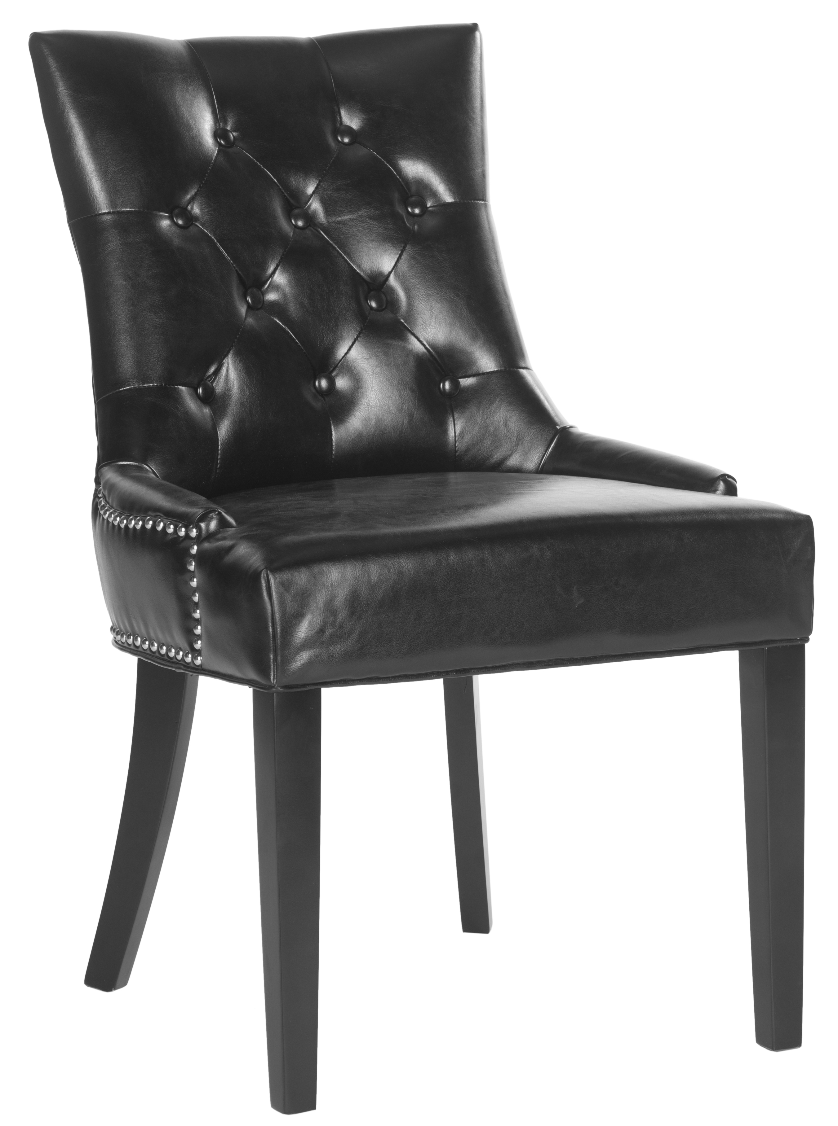 Harlow 19''H Tufted Ring Chair (Set Of 2) - Silver Nail Heads - Black/Espresso - Safavieh - Image 2